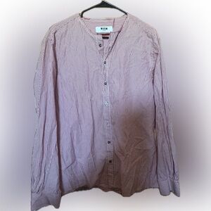 MSGM Men's Red and White Striped Button Down Shirt